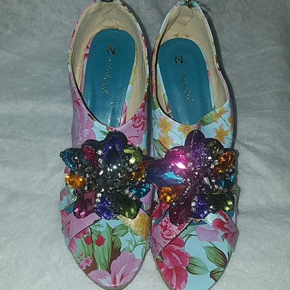 🌺DAMAGED❗️❗️ SELLING AS IS❗️ NICOLE LEE BLING FLORAL WEDGES🌺 - Picture 7 of 8